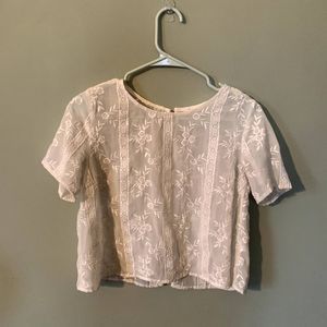 Sheer Lace Boxy Crop Top White S